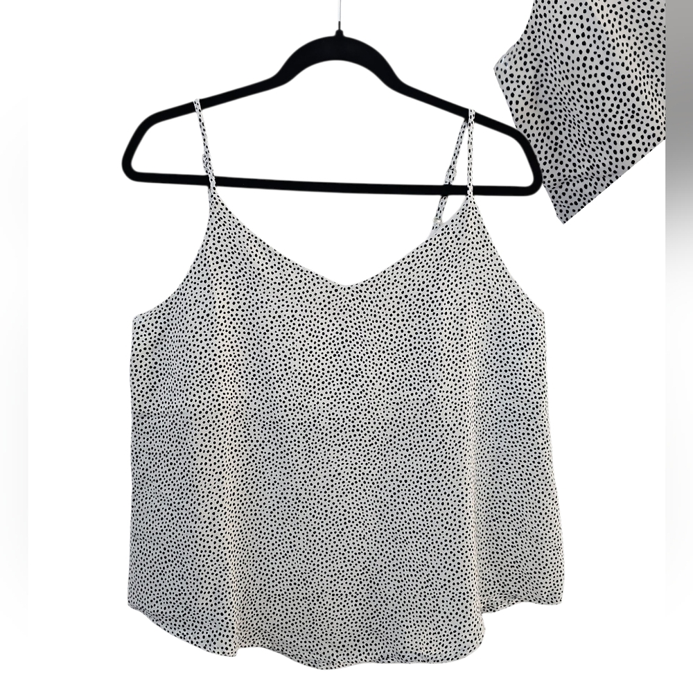 New Anthropologie Polka Dot Cami Top Size M White Animal Print Romantic Feminine